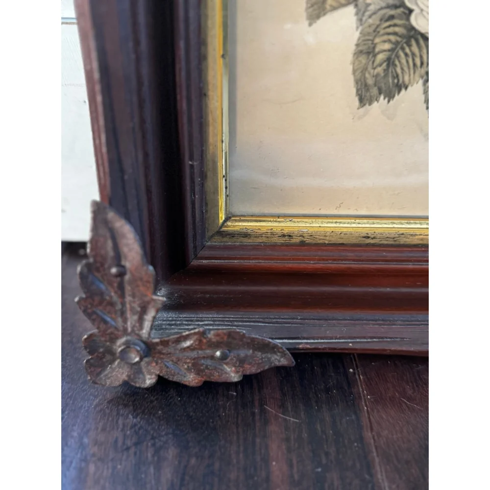 Antique Arts & Crafts Wood Picture Frames with Iron Leaf Mounts – Black Forest